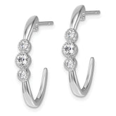 14K White Gold Polished Diamond Fashion J-Hoop Post Earrings